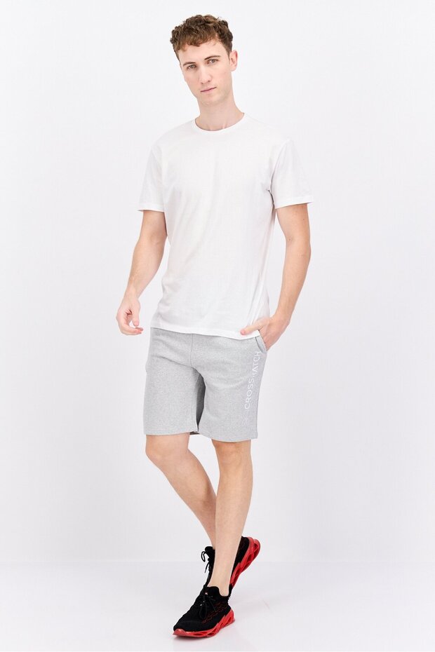 شورت رجالي أساسي بشعار العلامة التجارية برباط، رمادي مارل - 2