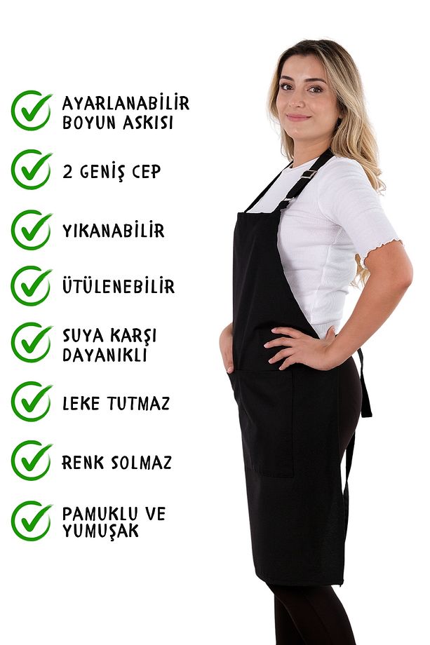 2 Adet Simple ayarlanabilir askılı mutfak önlüğü - 5
