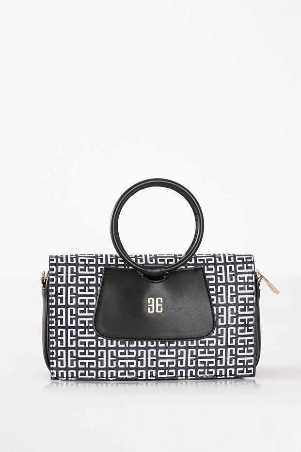 Monogram Desenli Omuz Çantası - 3