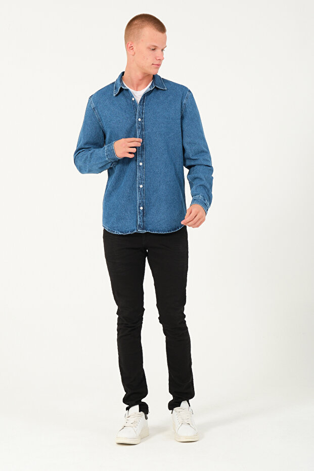 Denim Kot Regular Erkek Gömlek - 5