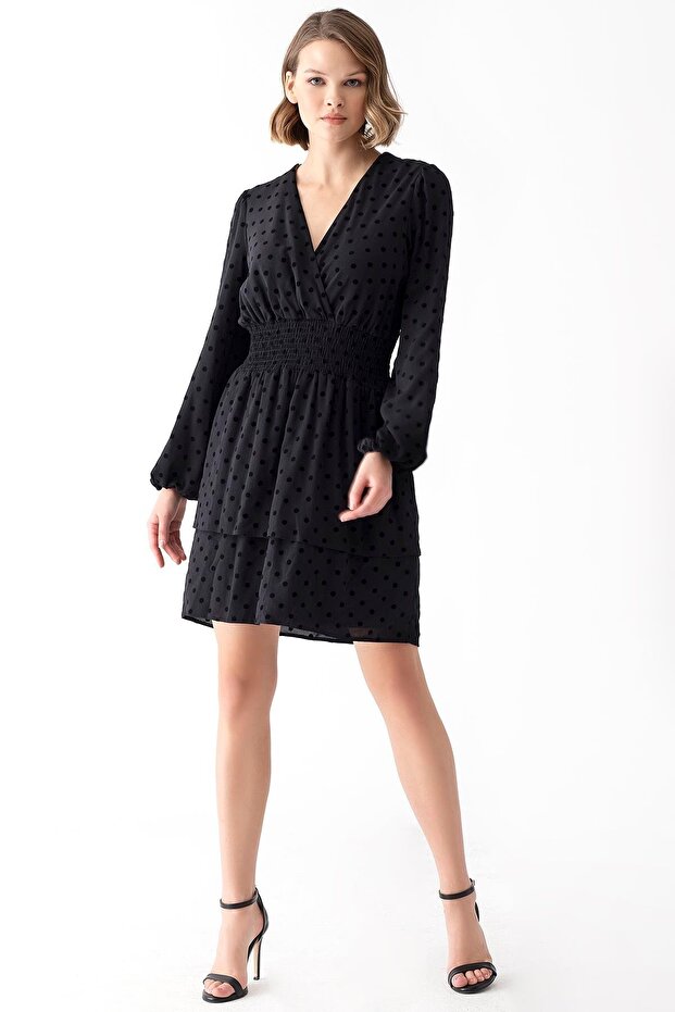 Kruvaze Yaka Elbise - 2