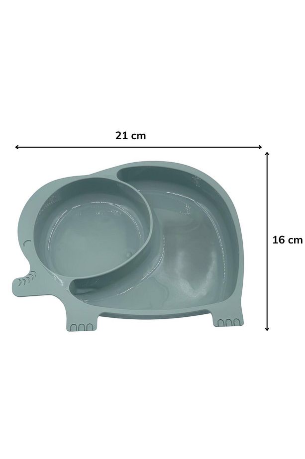 Bebek ve Çocuk için Sevimli Fil Model Desenli Yemek Bebek Mama Kabı Bölmeli Tabak (4738) - 3