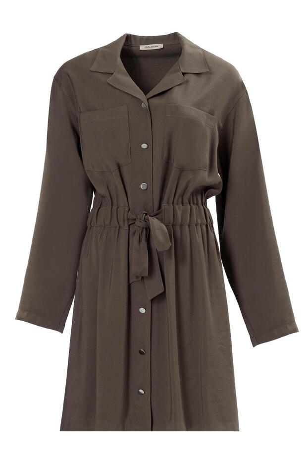 Beli Lastikli Kuşaklı Elbise - 2