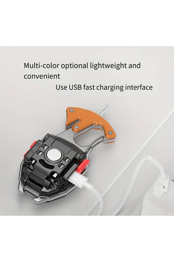 Çok Güçlü 7 Fonksiyonlu USB Şarjlı Led Fener Işıldak Çakmak Anahtarlık Ev Kamp Araba Hediye Erkek - 8
