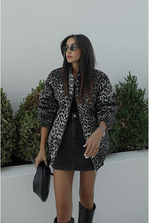 Gray Leopard Print Jacket - 6