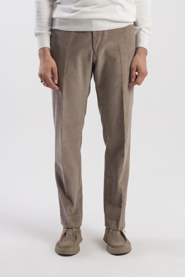 Mink Regular Fit 100% Cotton Velvet Trousers