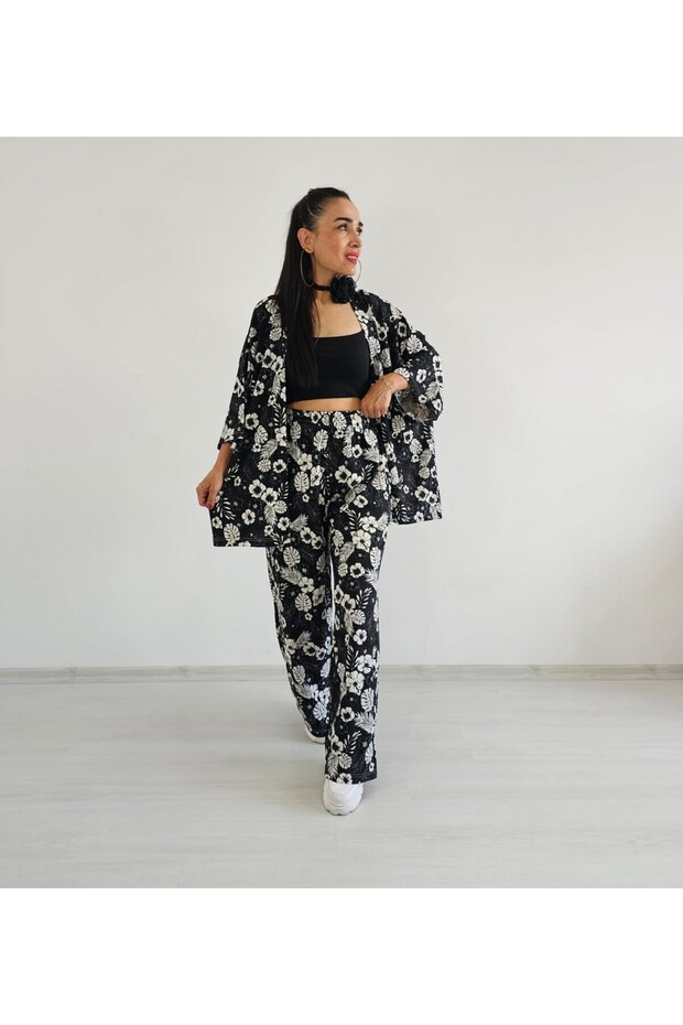 Flower Pattern Kimono Set - 3