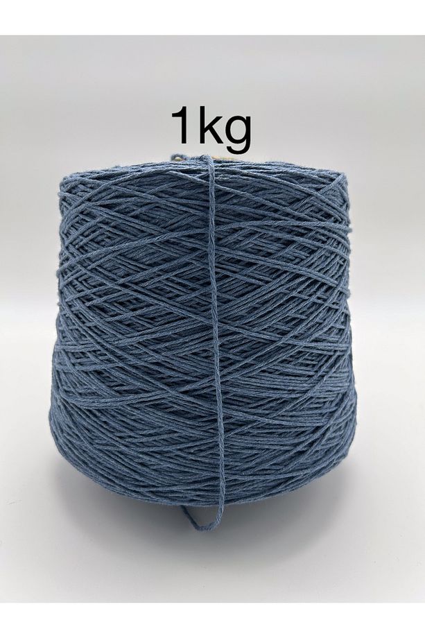( 1 Kg )pamuklu El Örgü Ipi-koton Örgü Ip-motif Ipi-bobin Ip- Indigo Mavi - 1