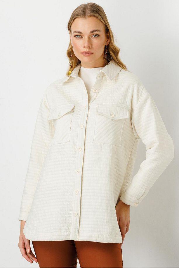 Modailgi Oversize Kapitone Tunik Krem - 4