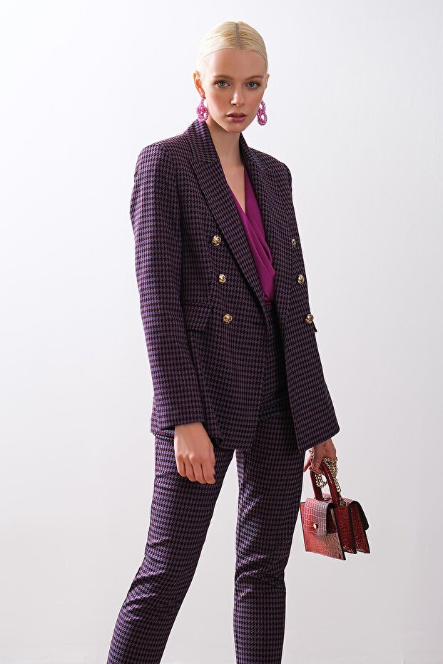 Desenli Dar Paçalı Pantolon - 1