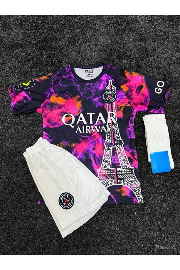 P:s:g Paris Mbappe Eyfel Kulesi Baskılı Çocuk Forması (FORMA ŞORT ÇORAP) - 2