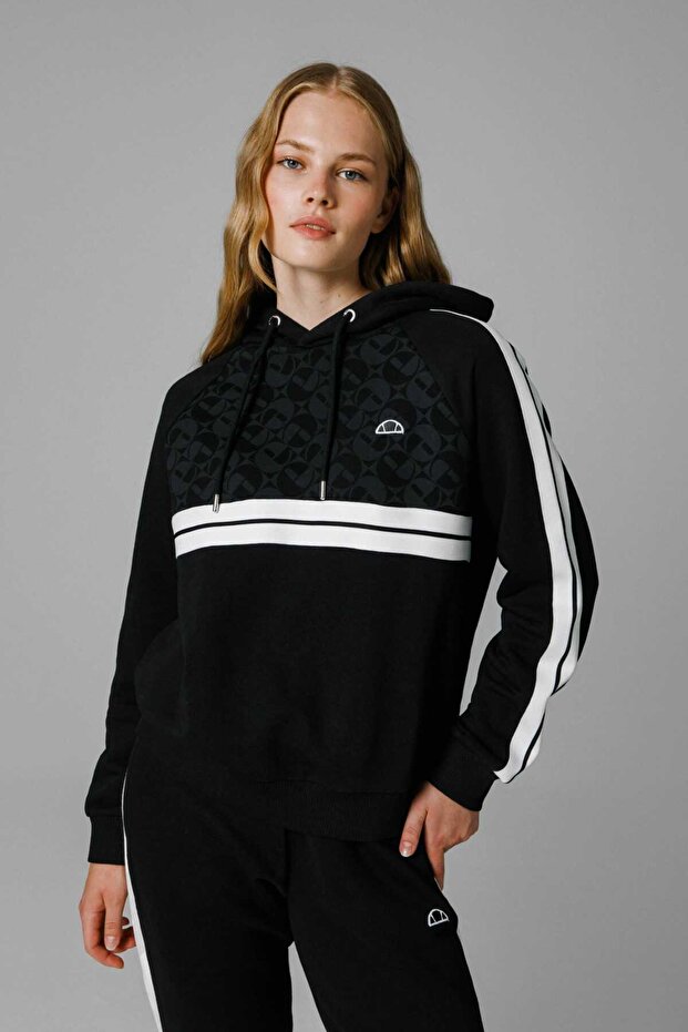 Kadın Kapüşonlu Sweatshirt Siyah - 1