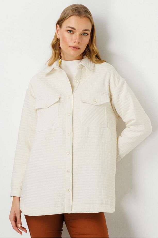 Modailgi Oversize Kapitone Tunik Krem - 2