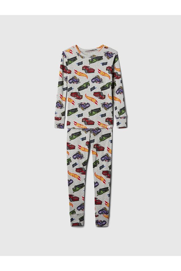 Erkek Çocuk Gri Organik Pamuk Hot Wheels Desenli Pijama Takımı - 1