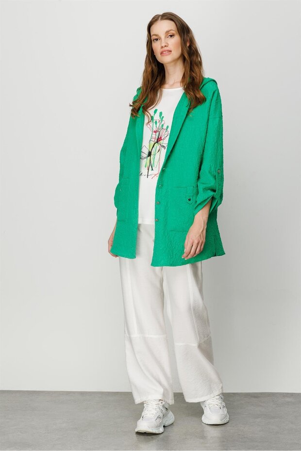 Modailgi Kapüşonlu Oversize Tunik Yeşil - 2