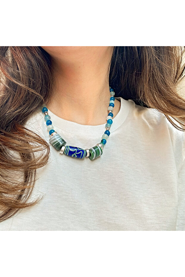 Mavi Etnik Kolye - 4