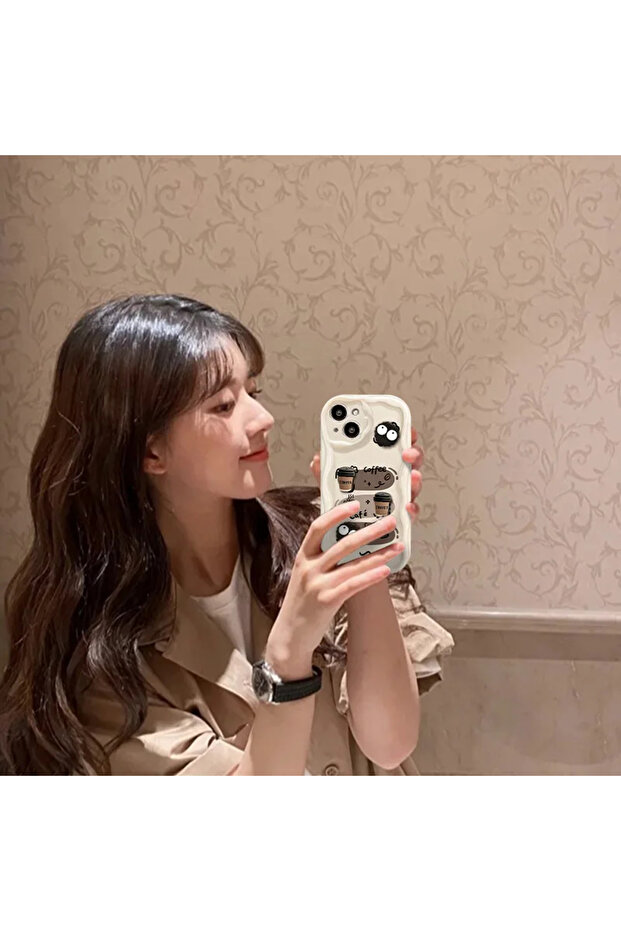 iPhone 15 Coffee Cookie Pattern 3D Cute Shiny Design Cookie Case - 6