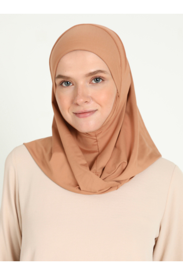 Çeneli Spor Micro Scarfs Hijab - Light Caramel - (St026), (Id 7802652)