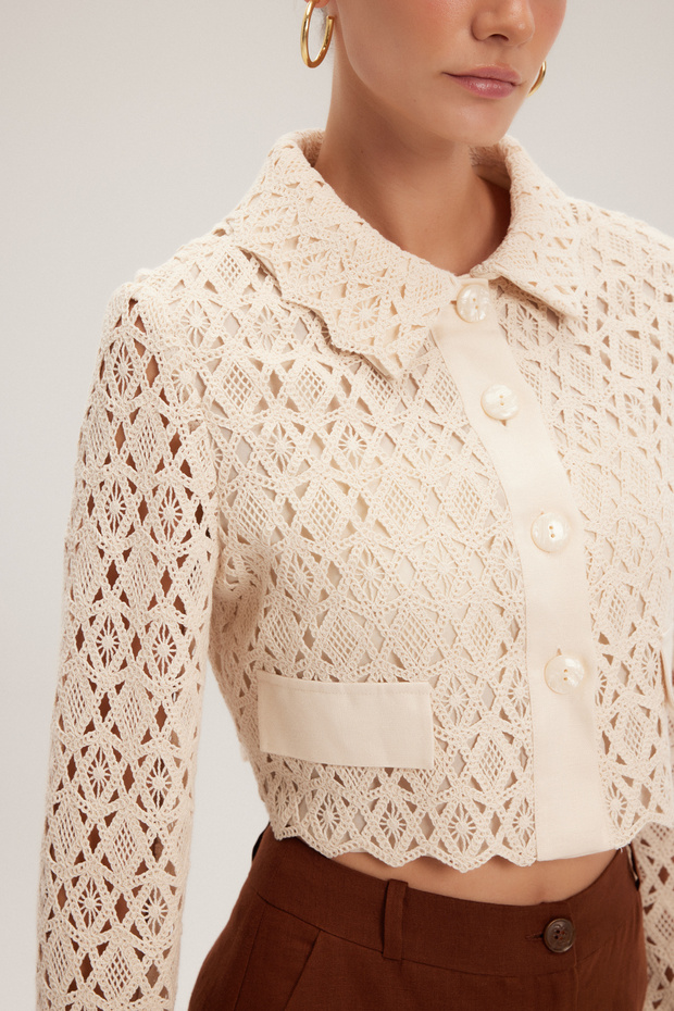 Dantelli Crop Ceket - 3