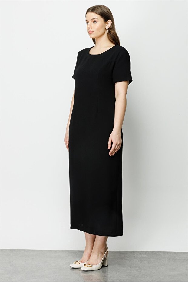 Rochie lungă cu mânecă scurtă Modailgi neagră - 4