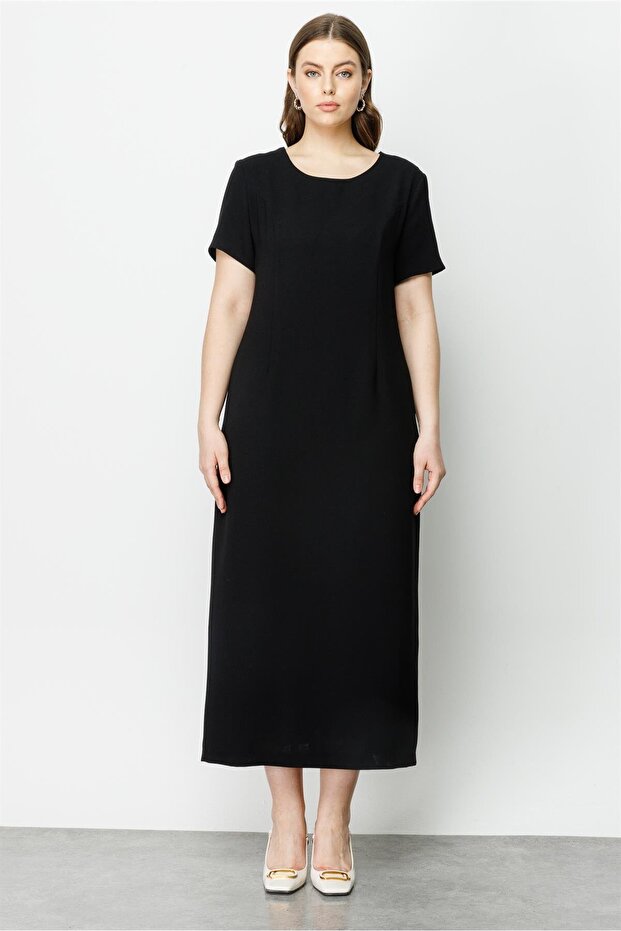 Rochie lungă cu mânecă scurtă Modailgi neagră - 3