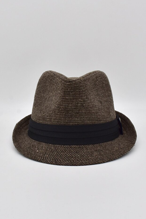 قبعة فيدورا منقوشة باللون البني للرجال - 2