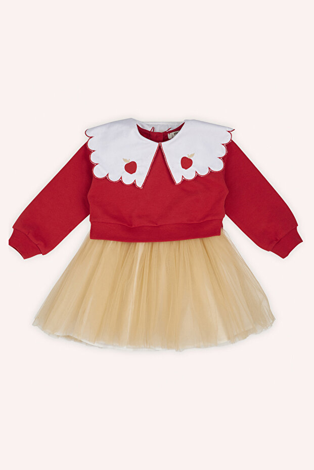 Baby Girl Wide Collar Red Dress