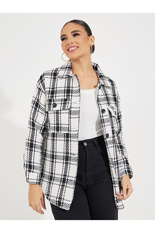 Oversized Longline Checked Shacket - 3