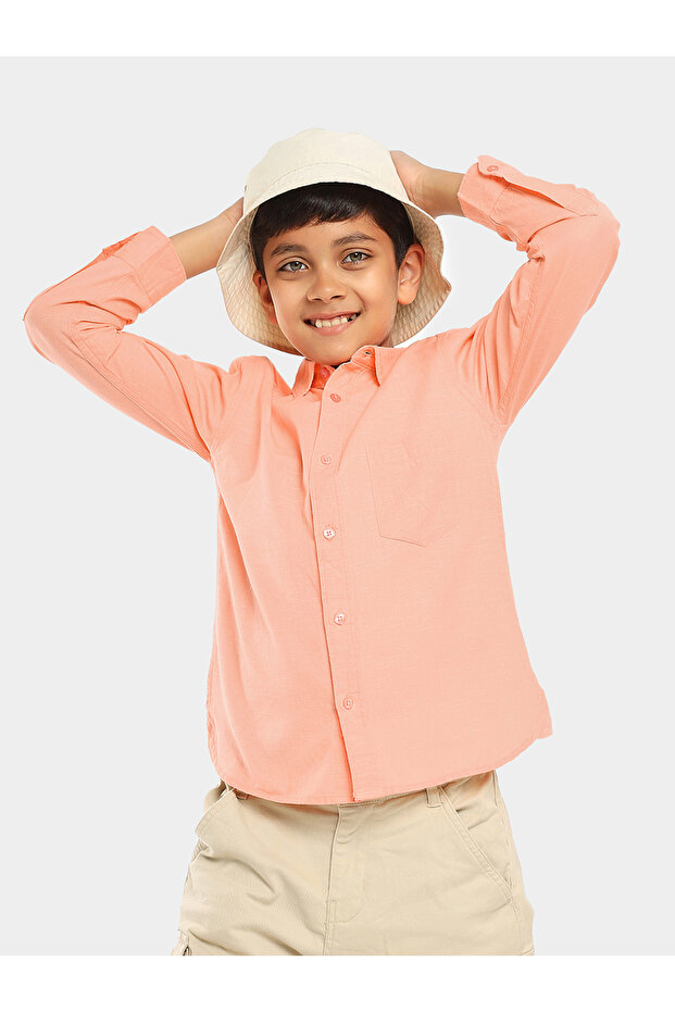 قميص كاجوال سادة مع أزرار - 4