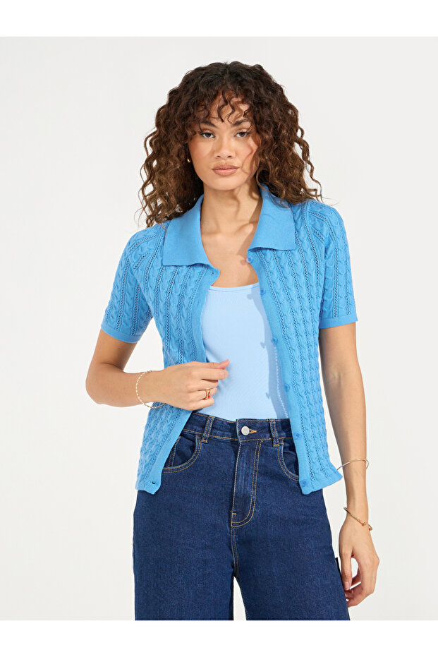 قميص بقصّة عادية بنمط كابل محبوك - 2