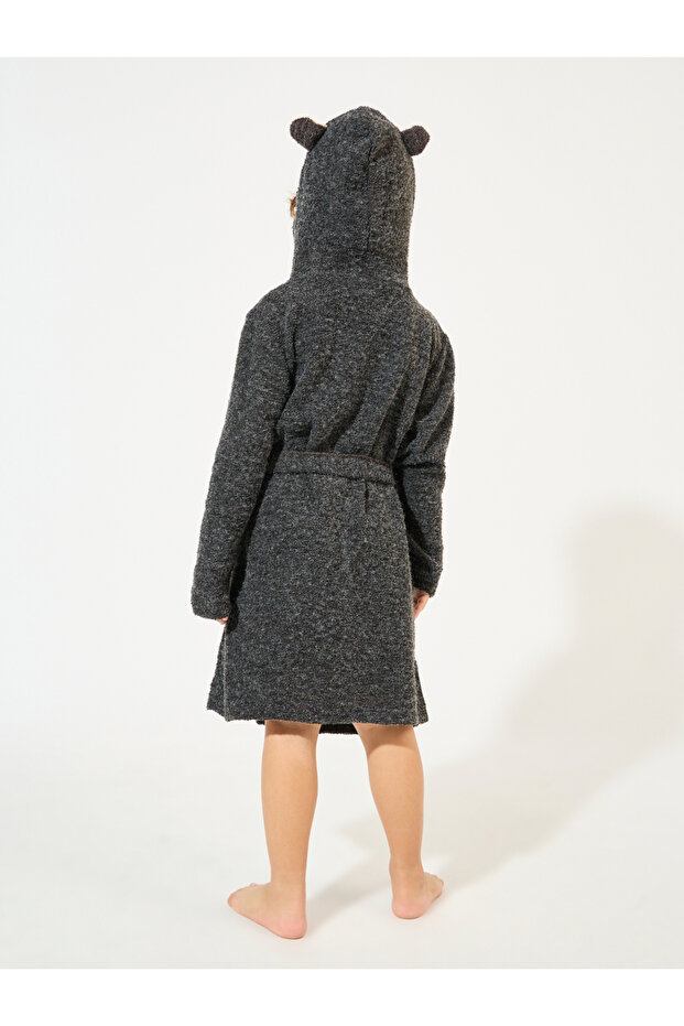 رداء حمام تيري بغطاء رأس بنقشة الدب - 7