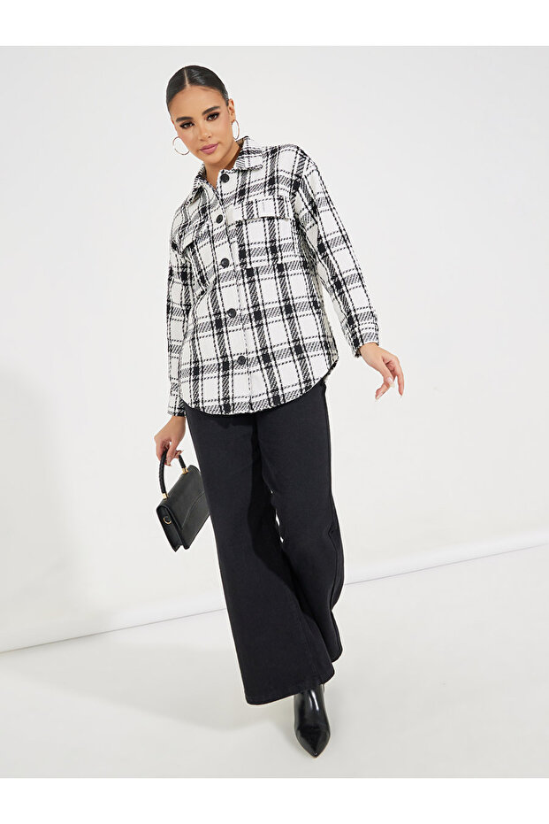 Oversized Longline Checked Shacket - 2