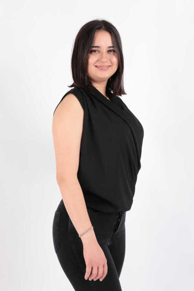 Kısa Kol Şifon Bluz - 3