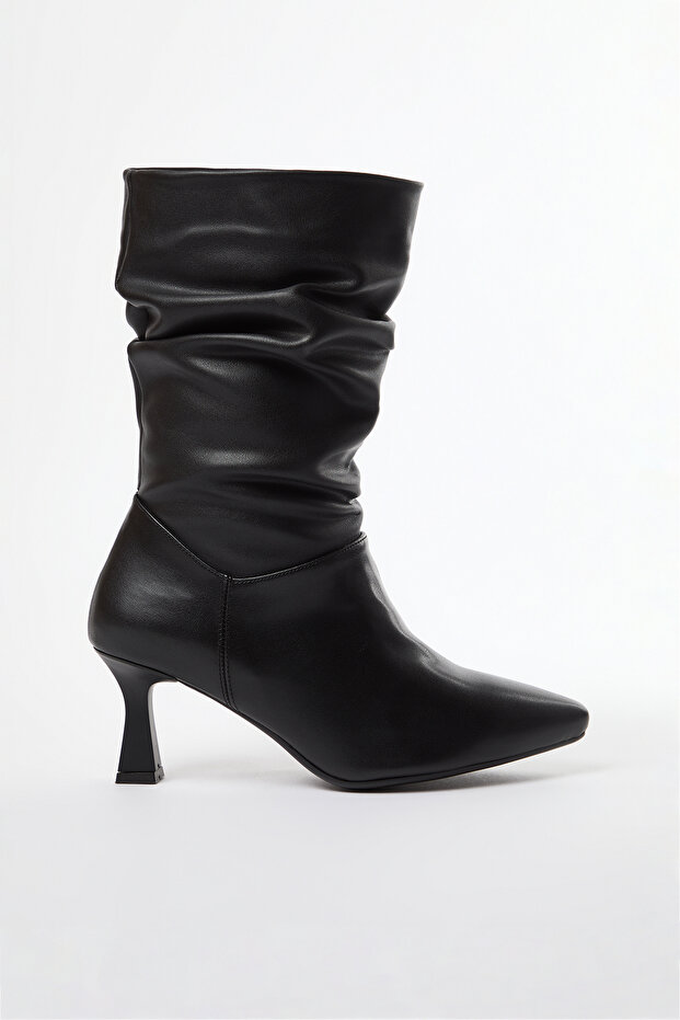 Damskie Czarne Botki Miechowe z Cienkimi Obcasami - Takaw25Cz00009 - 5