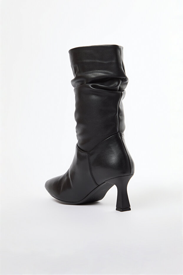 Damskie Czarne Botki Miechowe z Cienkimi Obcasami - Takaw25Cz00009 - 6