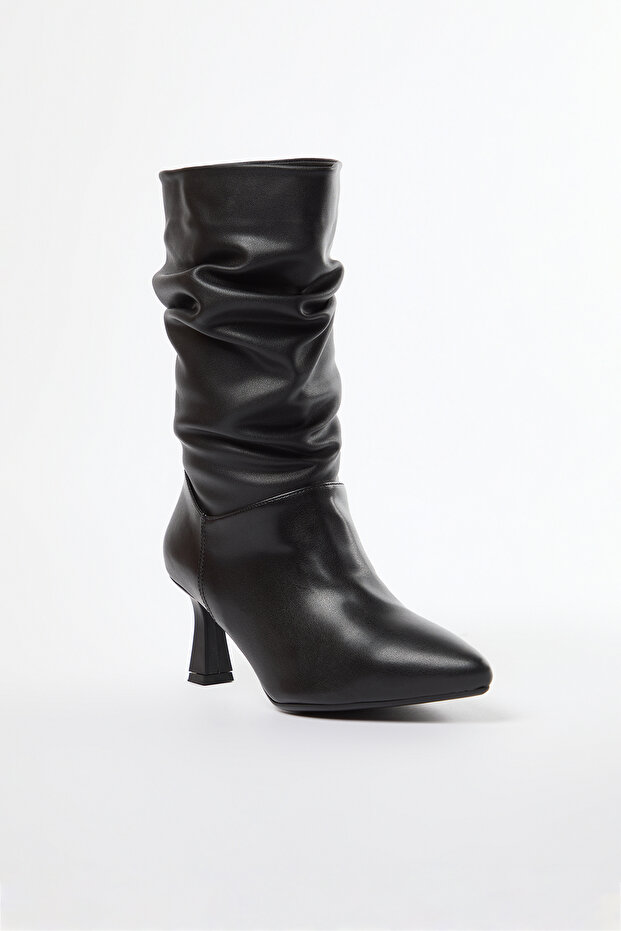 Damskie Czarne Botki Miechowe z Cienkimi Obcasami - Takaw25Cz00009 - 4