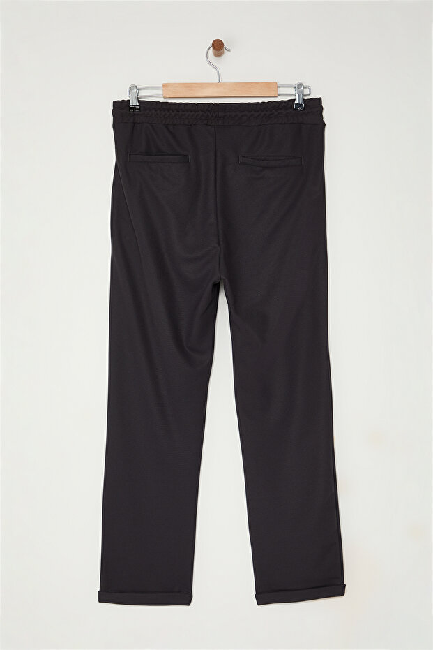 Antrasit Slim Fit Beli Bağlamalı Lastikli Örme Rahat Pantolon TMNAW25PL00023 - 8