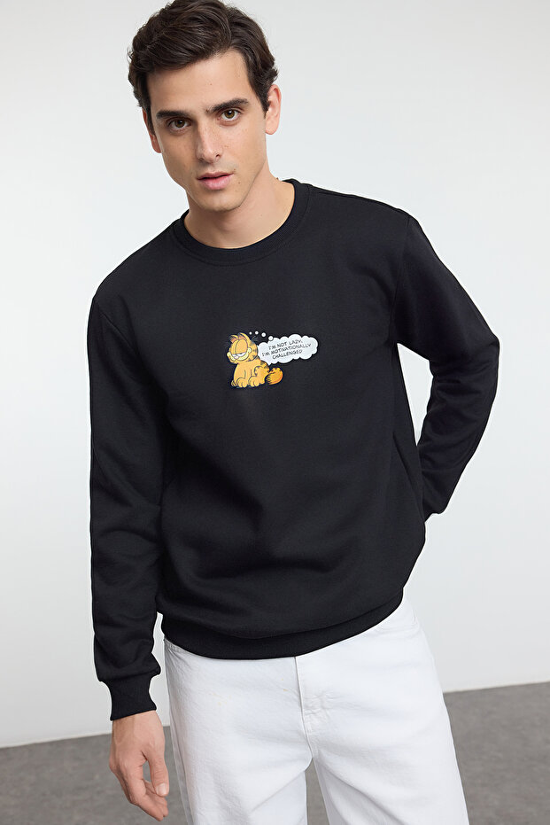 Siyah Garfield Orijinal Lisanslı Baskılı Regular/Normal Kesim Sweatshirt TMNAW21SW0569 - 2