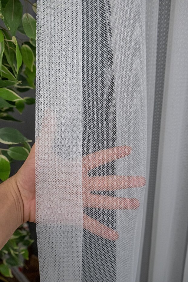 Spor Desen Örme Düz Tül Perde, 400x270, Normal Pile, 1/2.5 - 3