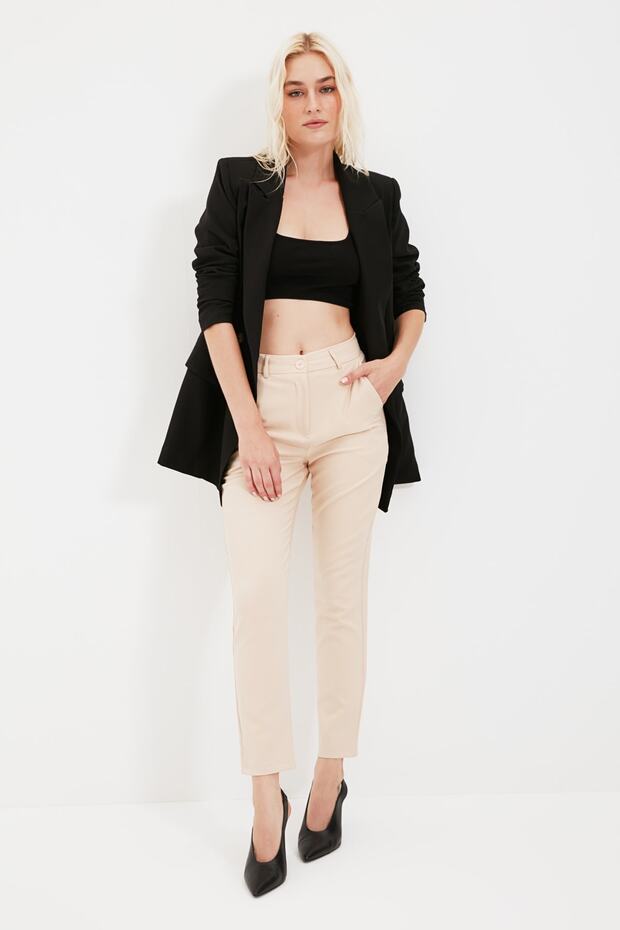 Taş Basic Cigarette Dar Paça Dokuma Kumaş Pantolon TWOSS19ST0038 - 2