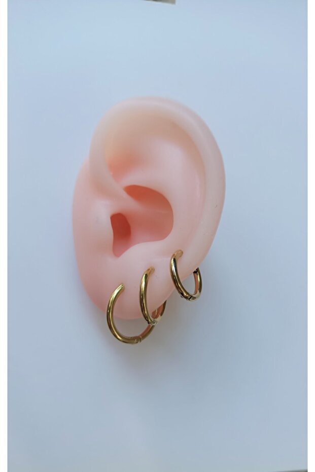 Surgical Steel Gold 3-Piece Hoop Earring Set