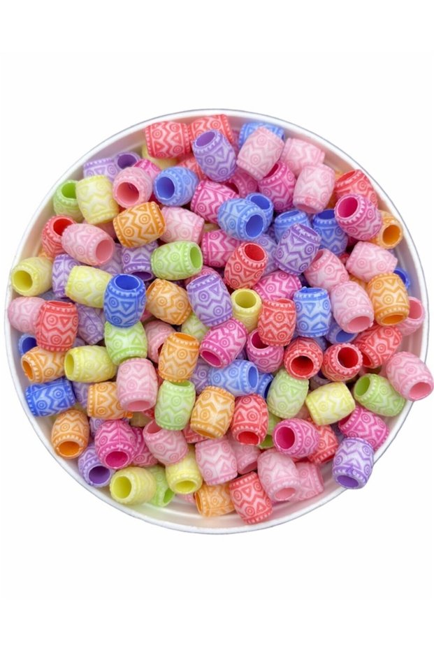 Pastel Barrel Figure, Barrel Shaped Mixed Pastel Color Beads, Jewelry Making Beads (25gr, ~110 Pieces)