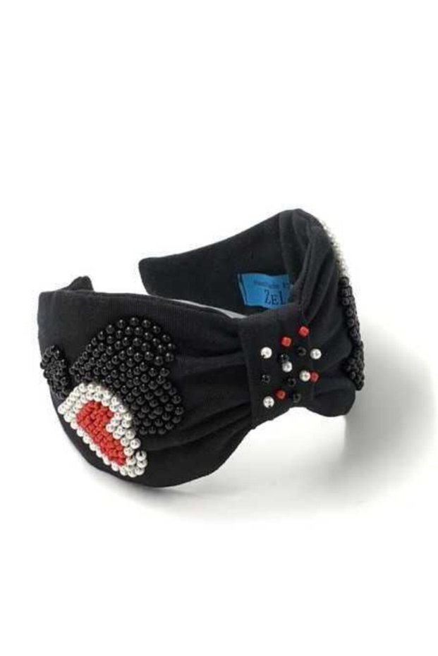 Black Crown with Hearts and Beads - Zelice