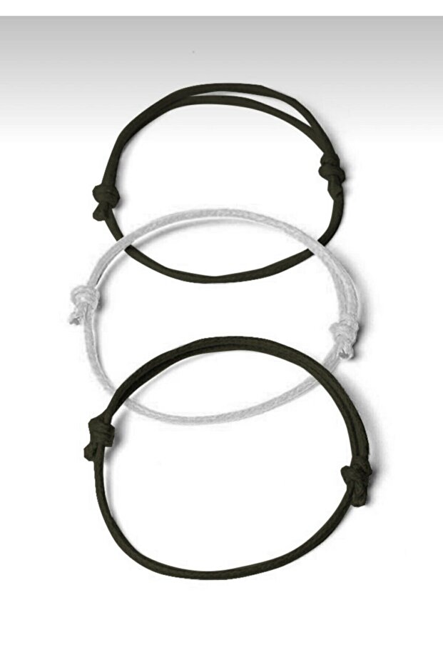 Thick Thread Black, White, Adjustable Unisex Bracelet