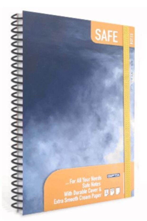 غطاء صلب مخطط 120 ورقة من Safe مع غطاء مطاطي 17x24 سم أسود رمادي رخامي منقوش