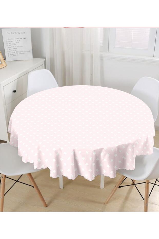 Star Patterned Digital Printed Round Tablecloth - Diameter 140cm - 1