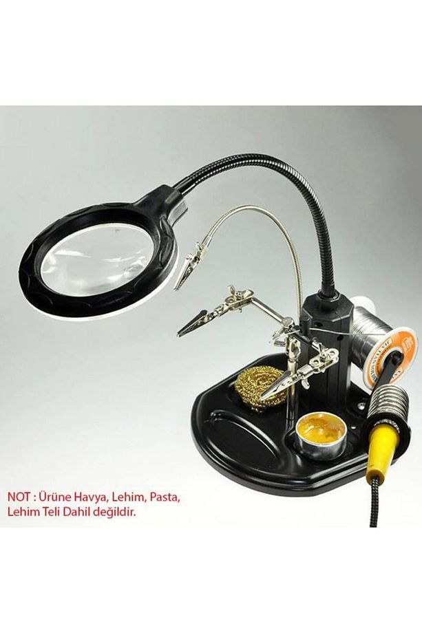 802 Büyüteç Lehim Havya Sehpa Standı Yardımcı El Led 2.5/4x - 7