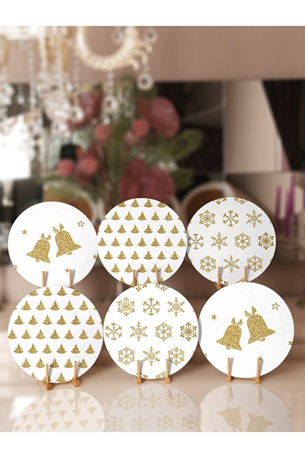 6-Piece Gold Leaf New Year's Themed Plate & Placemat
