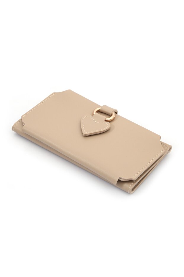 Gray Women's Wallet with Soft Leather Buckle and Multiple Compartments, Accessory Card Holder and Phone Compartment