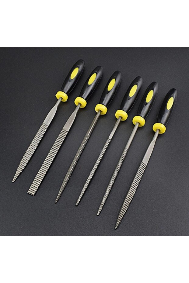 Mini Törpü Eğe Seti Plastik Saplı 14cm Ahşap Için Törpü 6 Parçalı Karbon Ege Takımı - 6